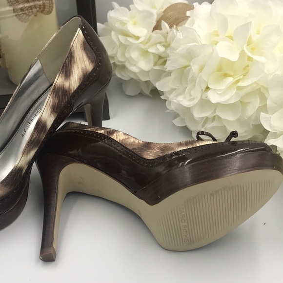 Marc FISHER LEOPARD PRINT OPEN TOE HIGH HEEL SHOES - Picture 5 of 6